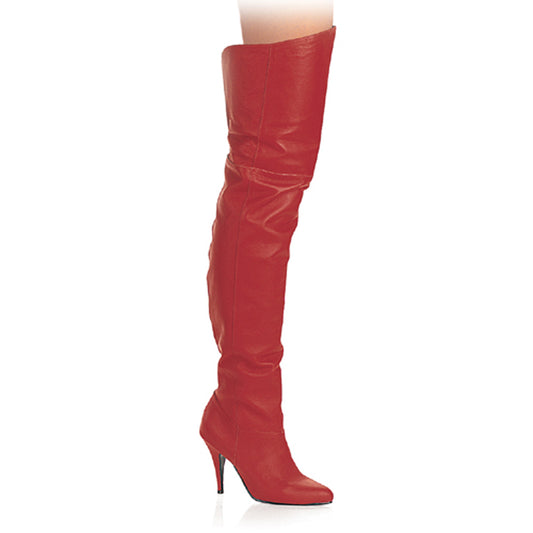 Pleaser LEG8868 Red Leather Thigh High Boots Discontinued Sale Stock