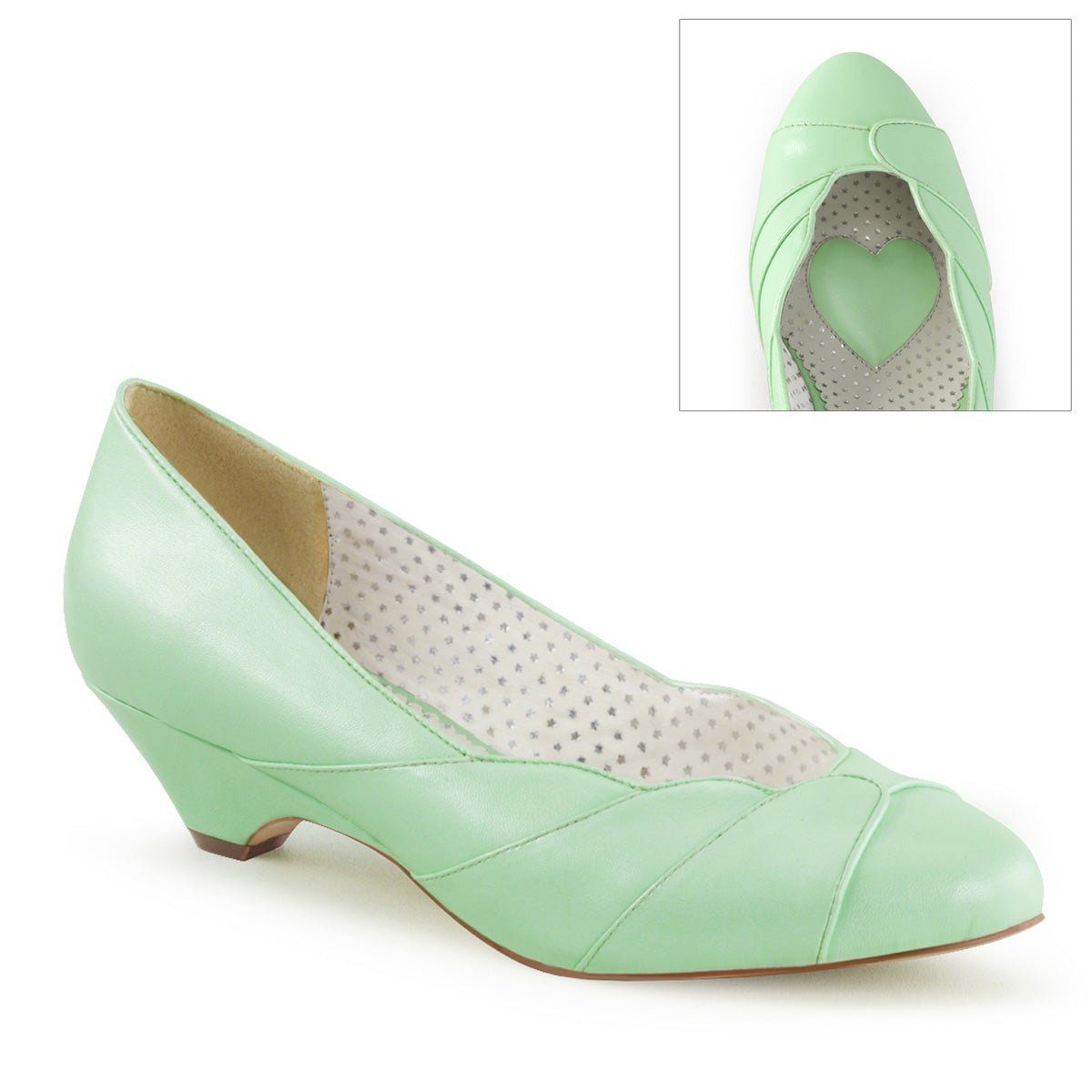 Mint Faux Leather 1.5 Inch Fetish Heels - Pin Up Couture LULU-05