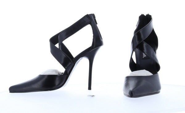 Milan-43 Pleaser Blk Leather High Heel Alternative Calzado de calzado descontinuado de venta