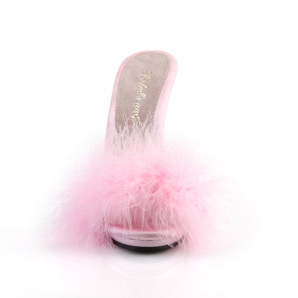 poise 501f fabulicious sexy shoes 5 inch heel slip on slide marabou shoes baby pink