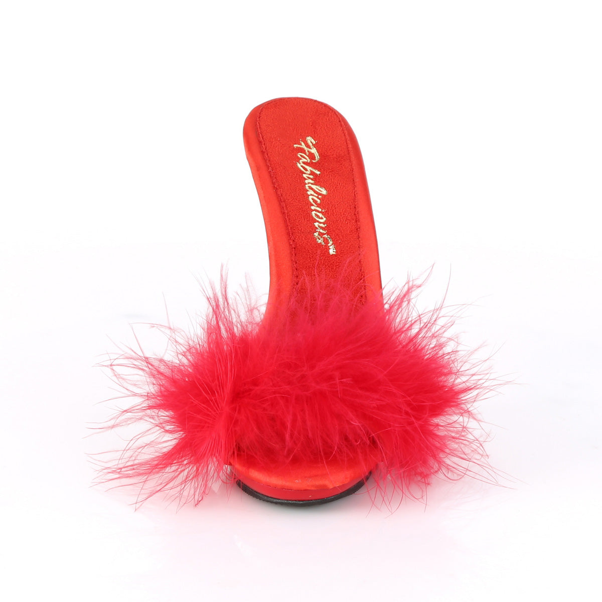 poise 501f_fabulicious_shoes_5_inch_poise_pleasers_red_satin marabou_fur_red