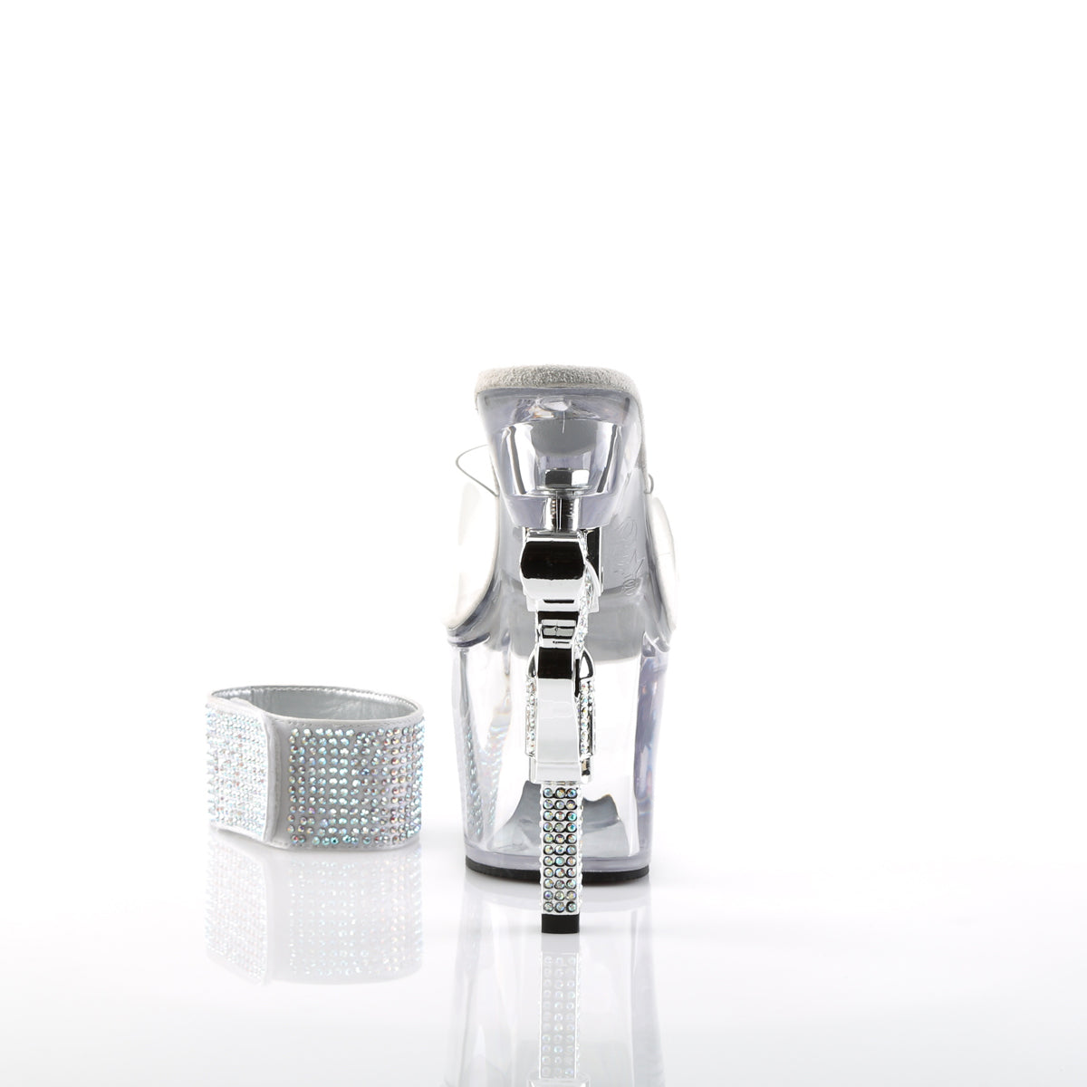 revolver 709g pleaser sexy shoes 7 inch r s embellished gun heel 3 1 4 inch platforms ankle strap sandals silver shoes