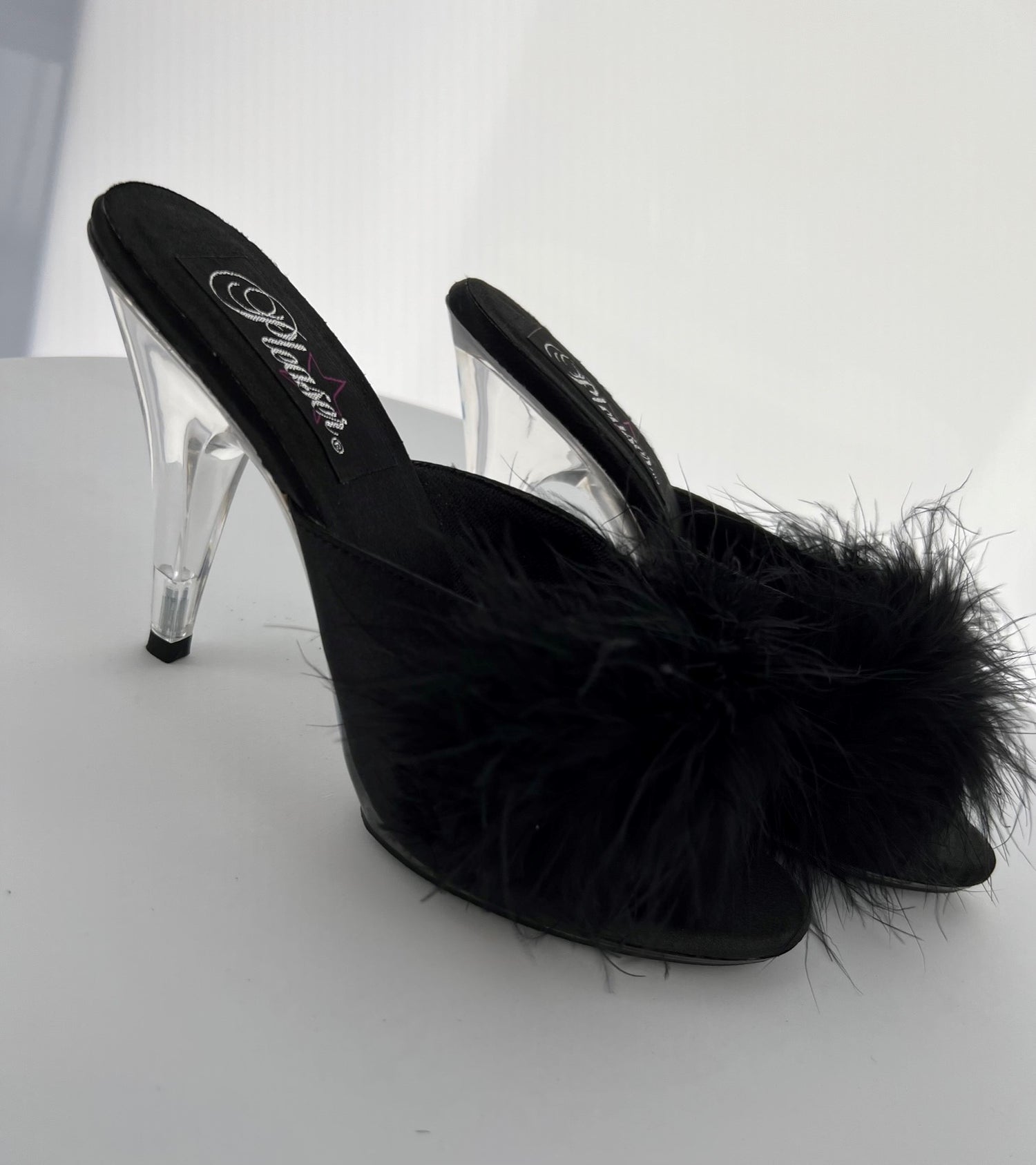 Romance-04 Pleaser BLK Satin High Heel Alternative Calzado de venta descontinuada de venta