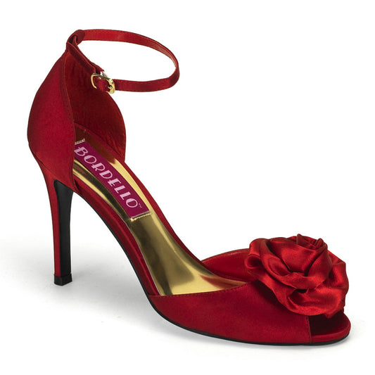 ROSA-02 Bordello Burlesque 4 Inch Heel Red Satin Sexy Shoes-Bordello- Sexy Shoes