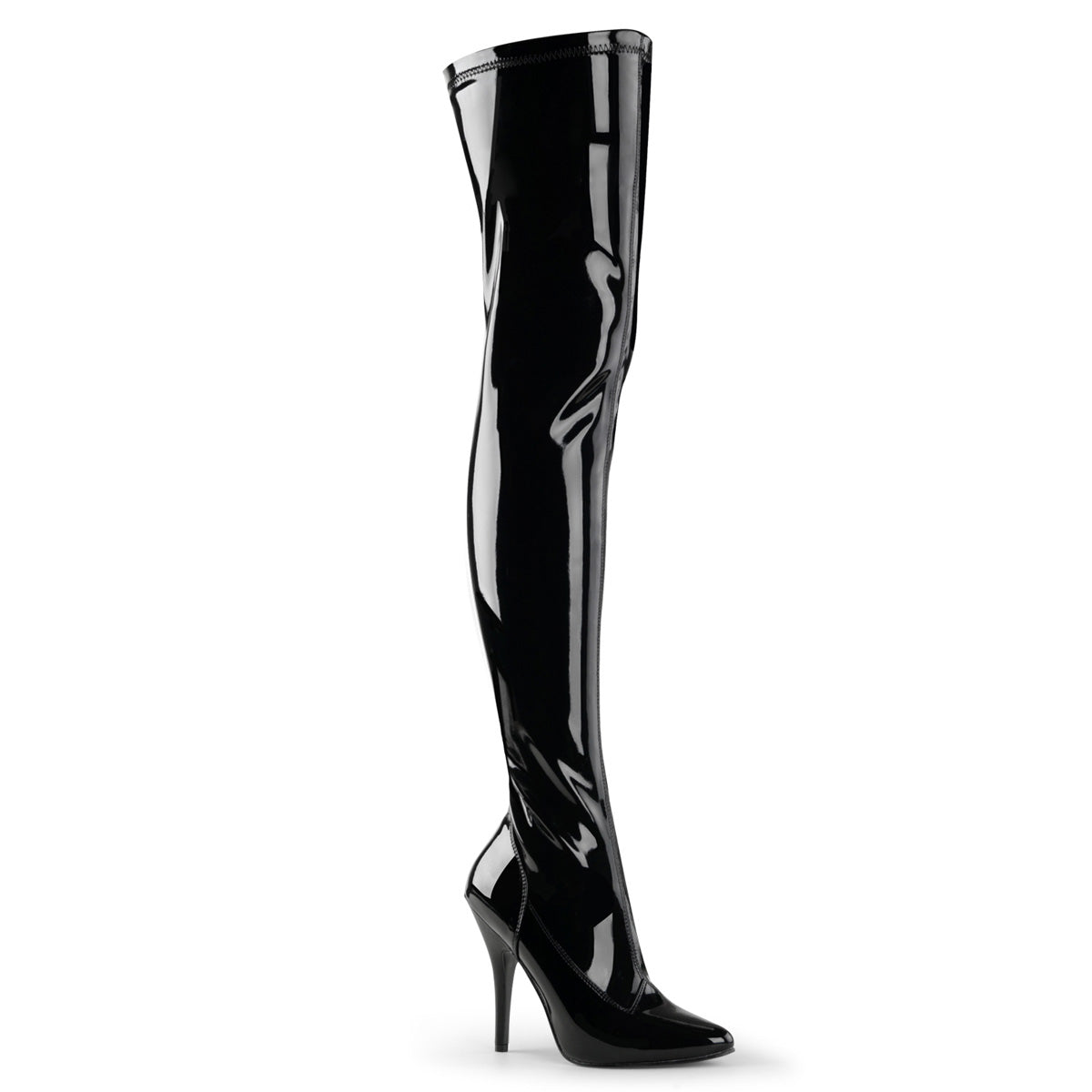 Black Patent 5 Inch Ladies Fetish Thigh Boots - Pleaser SEDUCE-3000