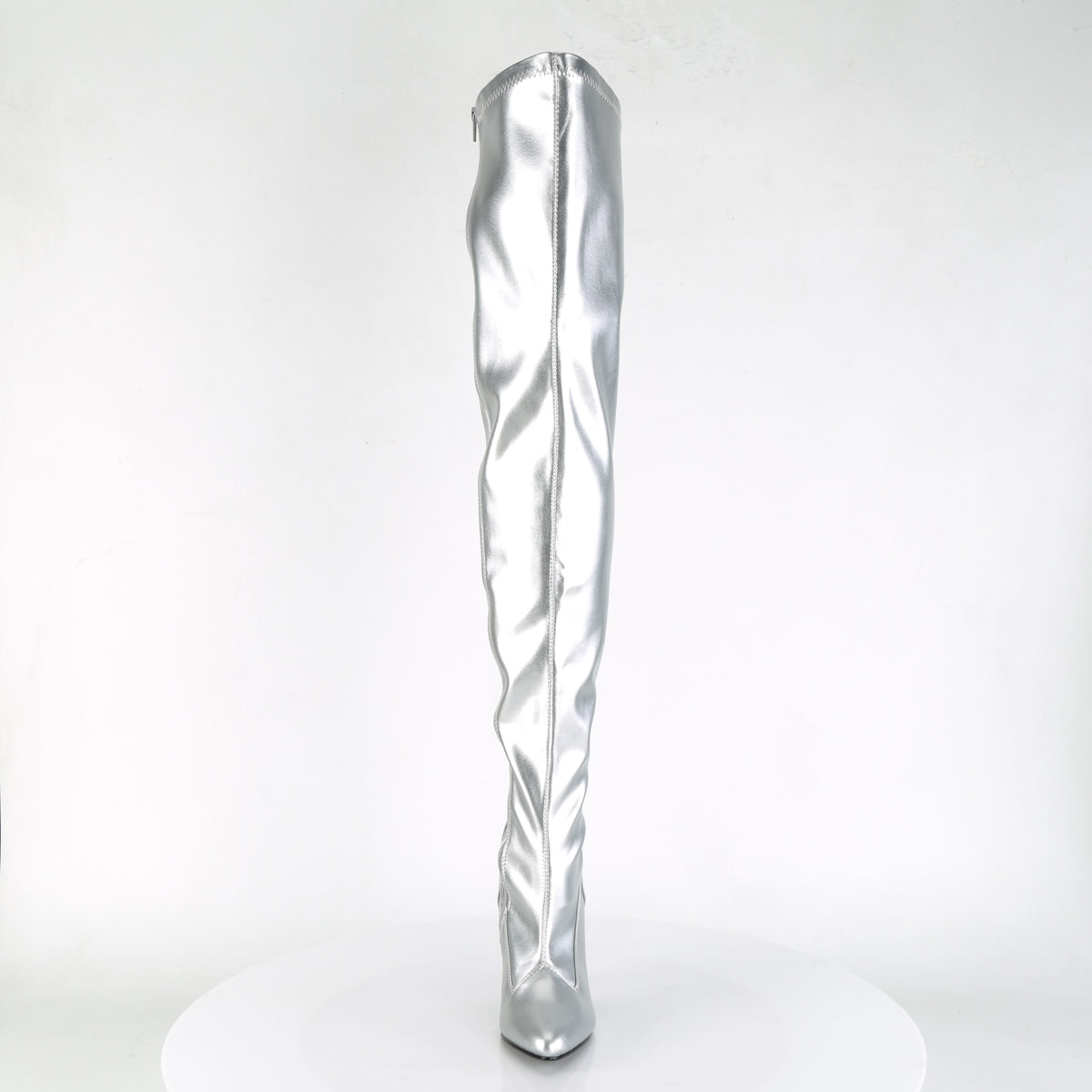 seduce 3000 pleaser sexy shoes 5 inch plain stretch thigh high length boots silver high heels