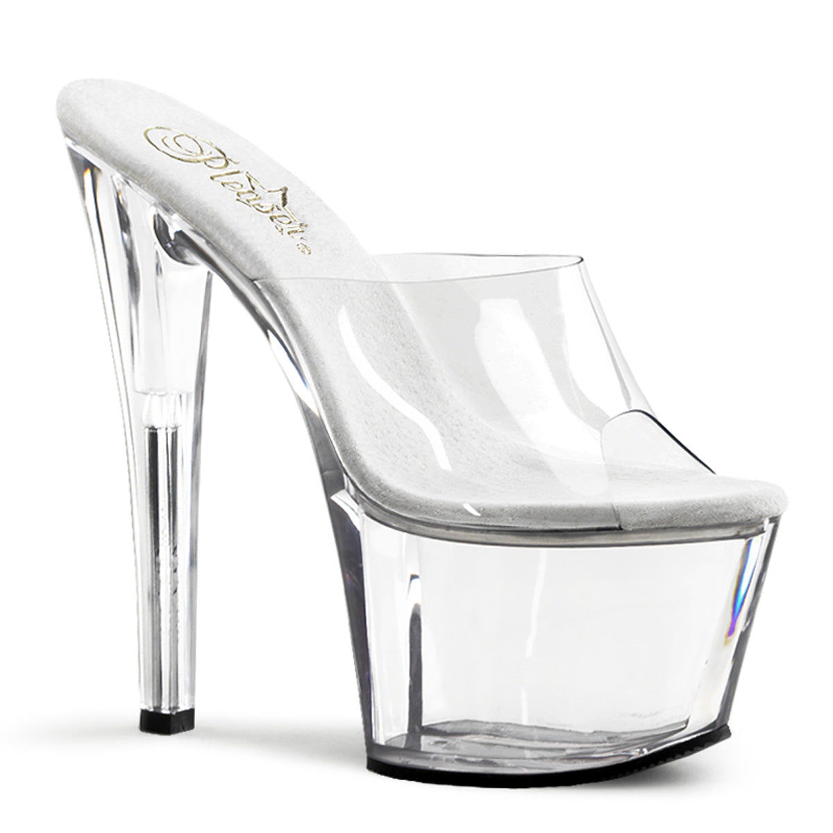 Sky-301 Pleasers Tacón de 7 pulgadas Clear Transparent Stripper Platforms Heels High Tels