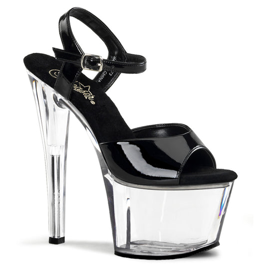 SKY-309 7" Heel Black and Clear Pole Dancing Platforms-Pleaser- Sexy Shoes