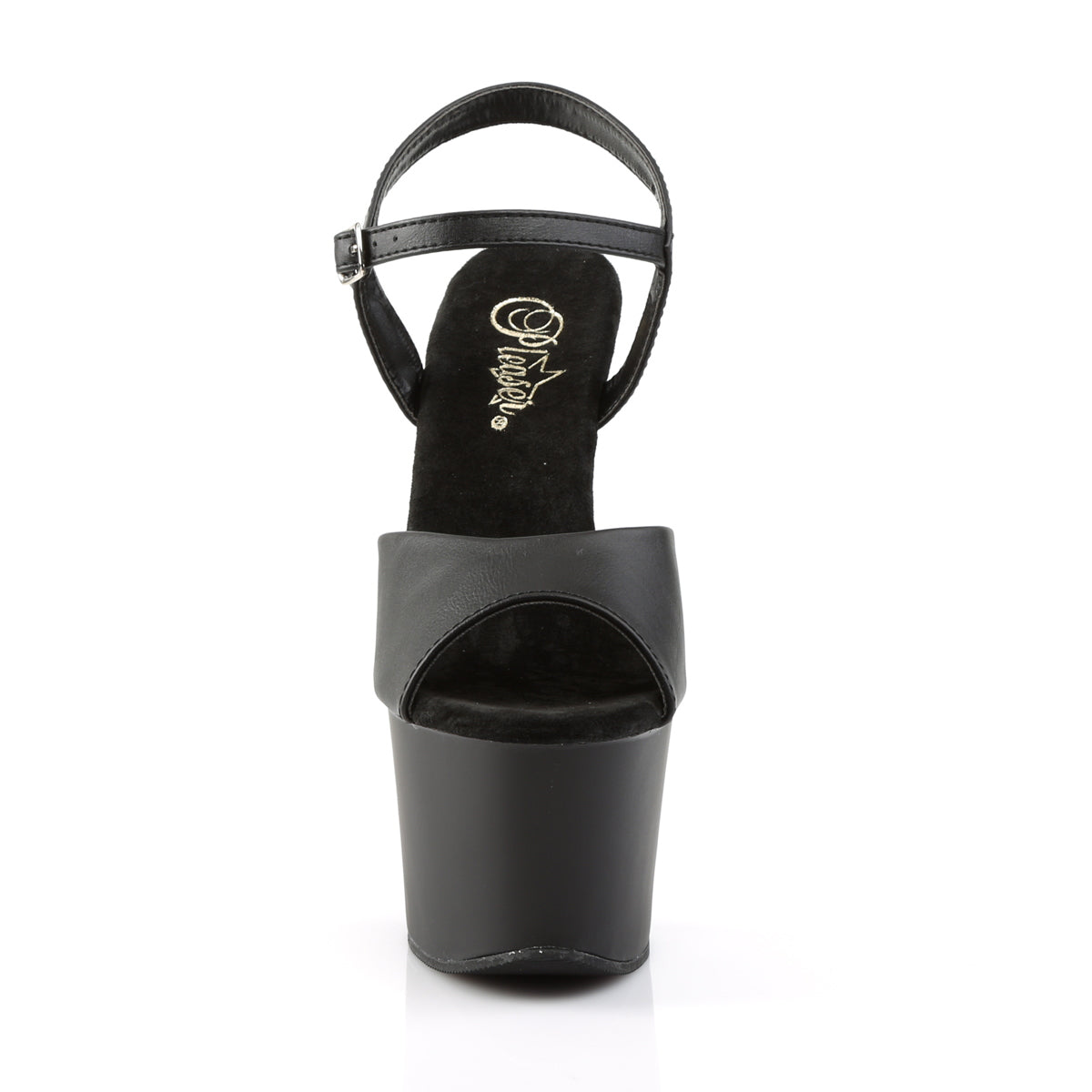 sky 309 pleaser sexy shoes 7 inch spike heel platforms sandals black faux leather