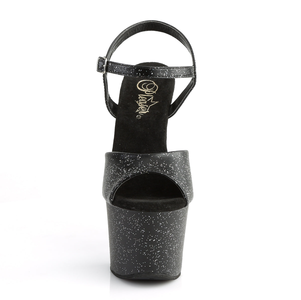 sky 309mmg sexy sandals black with peep toes glitter heels by pleaser shoes