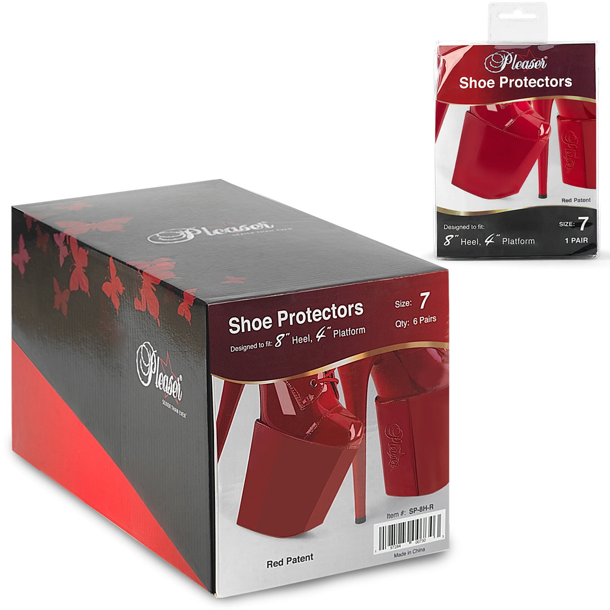 SP-8H-R Pleaser Red Shoe Platform Protectors with Hook & Loop Fastner (1 pair)