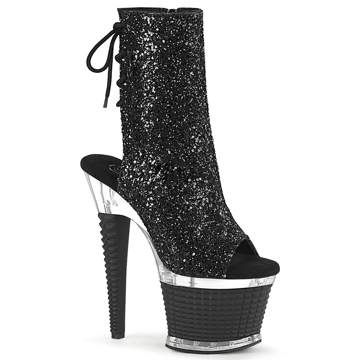 SPECTATOR-1018G-Black-Glitter-Clear-Black-Matte-Pleaser-Platforms-(Exotic-Dancing)