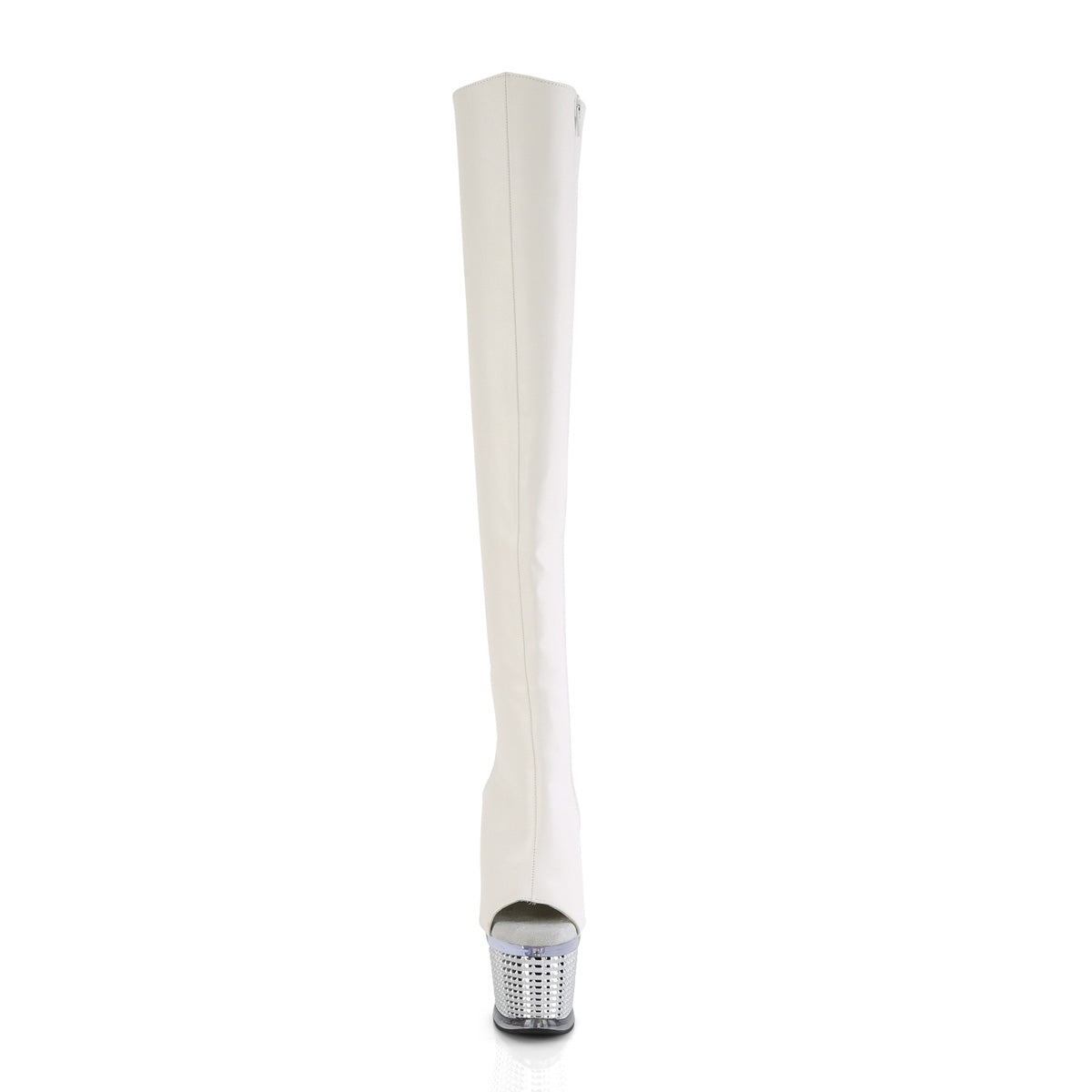 spectator 3019 pleaser white faux leather clr slv chrome shoes