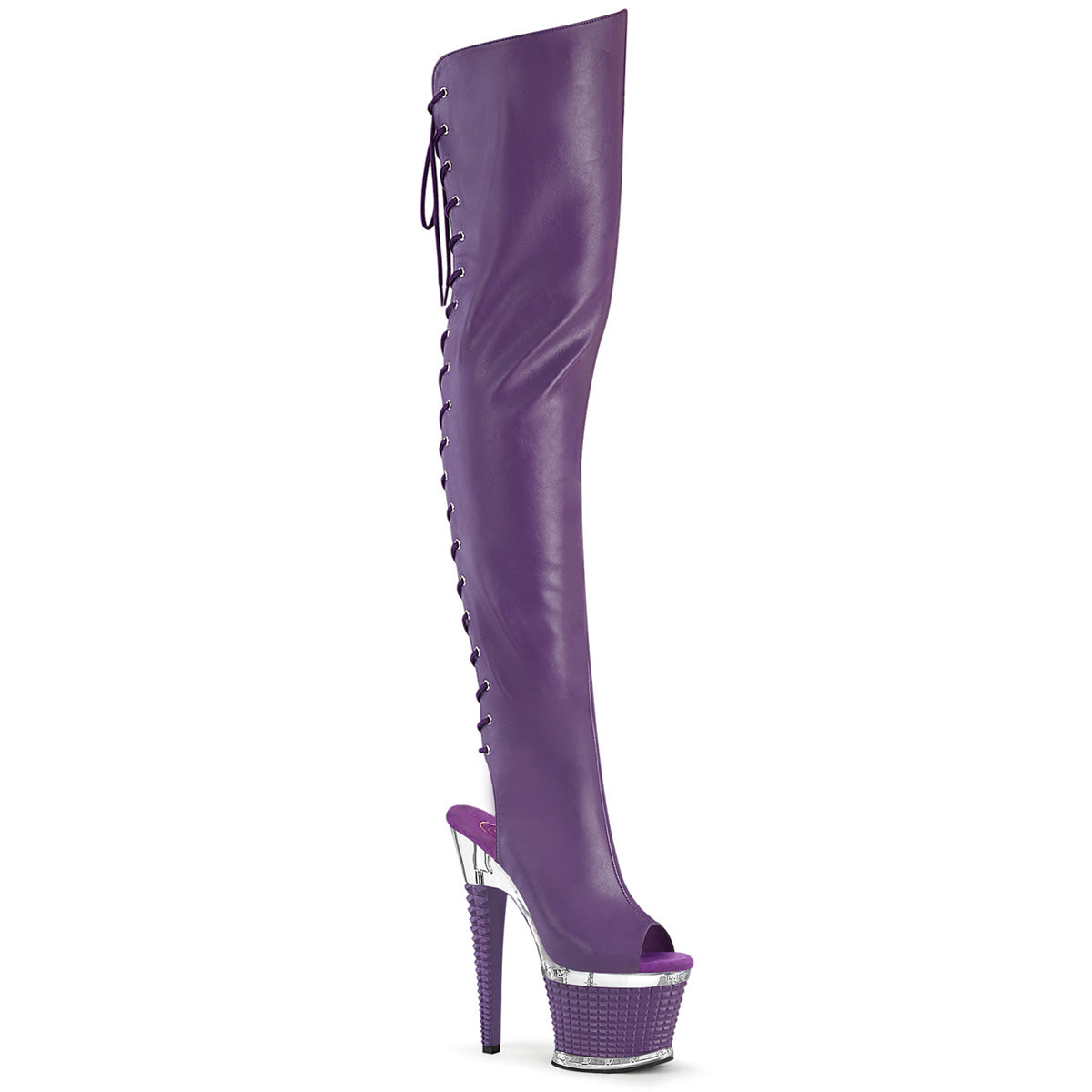 SPECTATOR-3030 Purple Pleaser Pole Dancing Thigh High Boots.