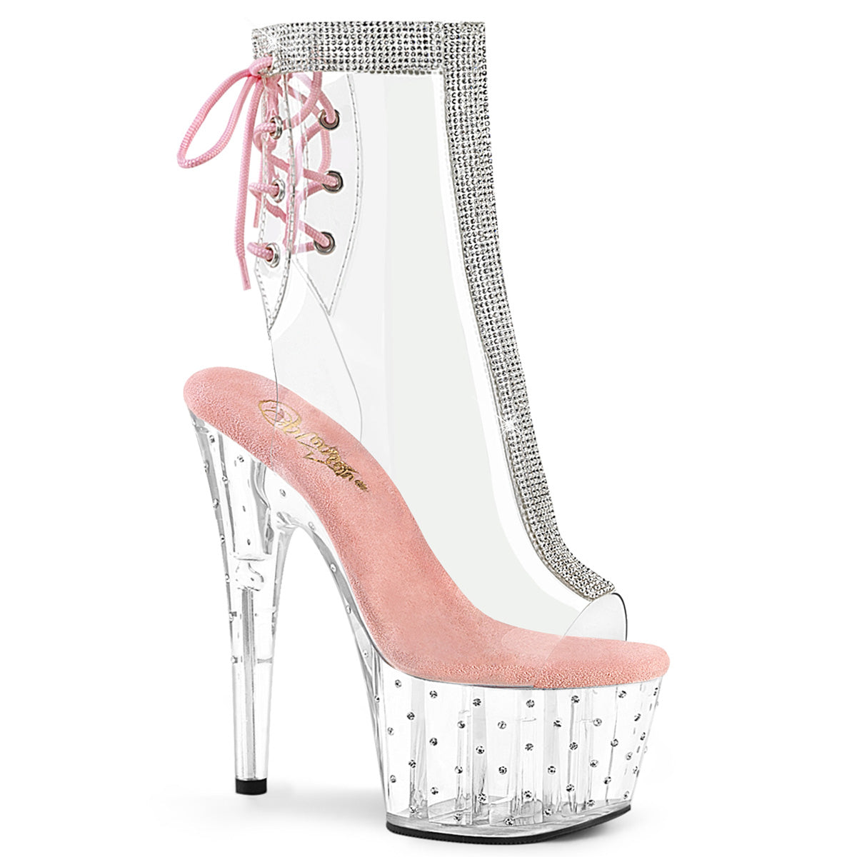 STARDUST-1018C-2RS Pleasers Perspex Bling Platform Ankle Boots