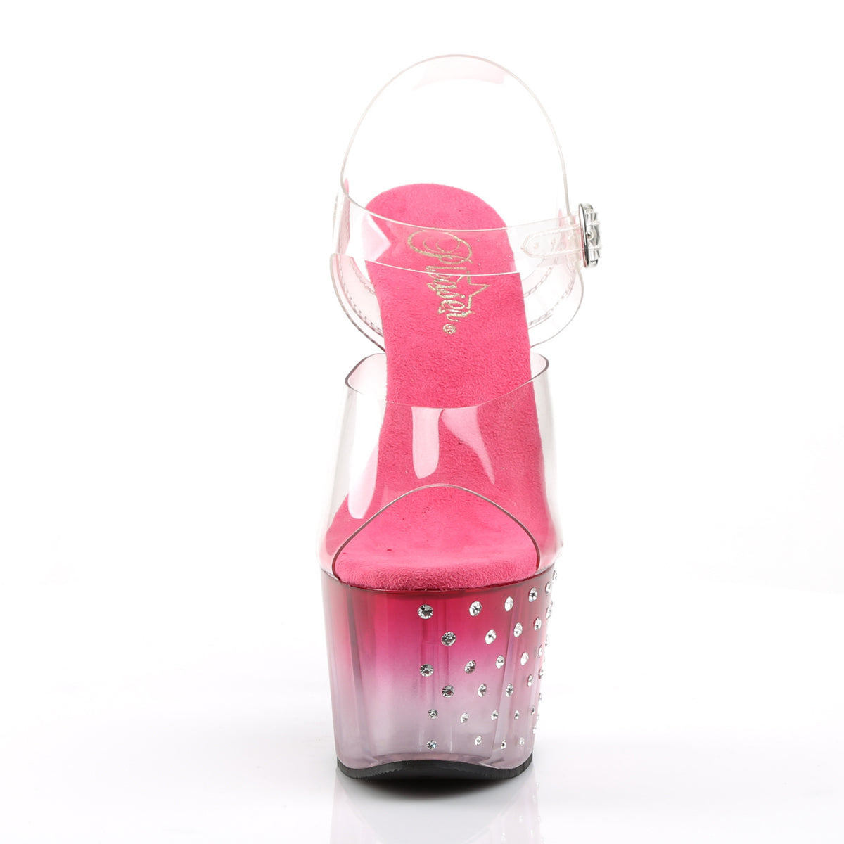stardust 708t pleaser sexy 7 inch heel platform ankle strap tinted sandals pink pole shoes