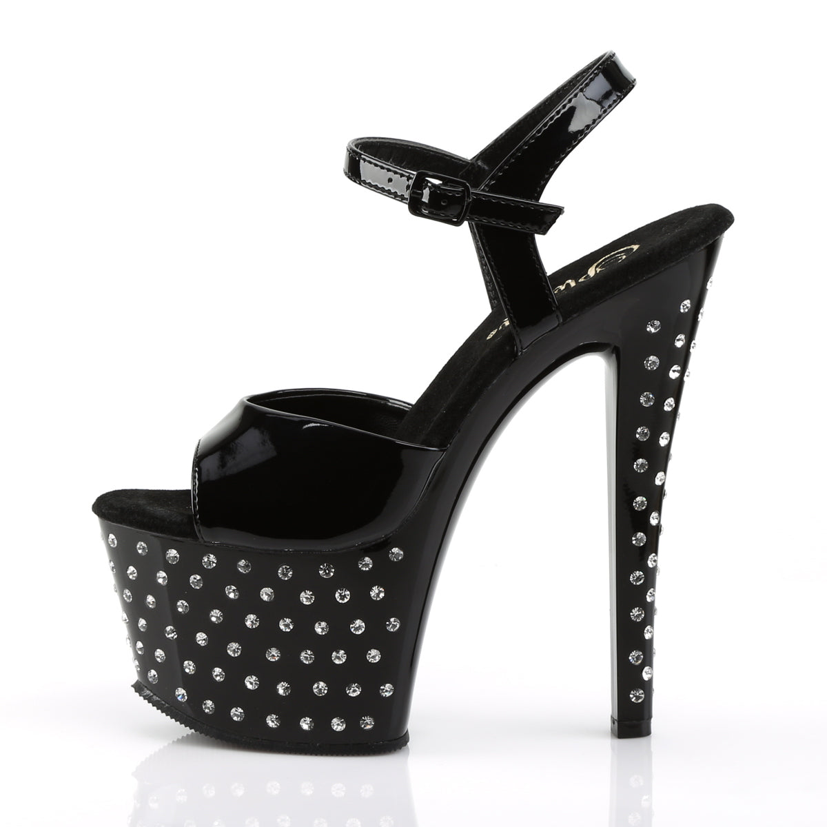 STARDUST-709 7 Inch Heel Black Patent Pole Dancing Platforms-Pleaser- Sexy Shoes Pole Dance Heels