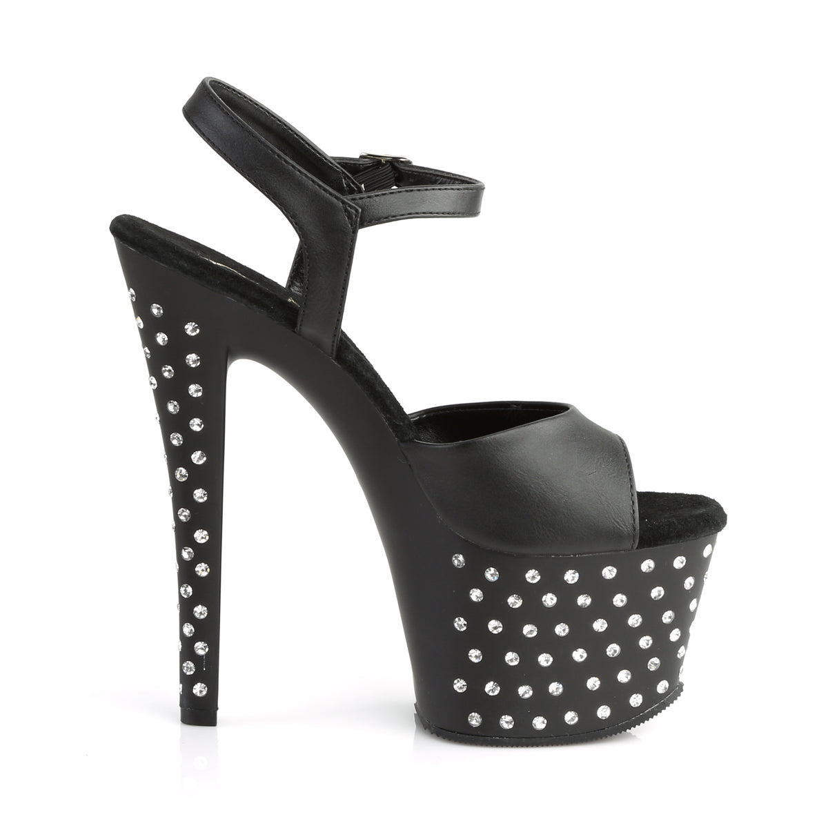 STARDUST-709 Pleaser 7 Inch Heel Black Pole Dancer Platforms-Pleaser- Sexy Shoes Fetish Heels