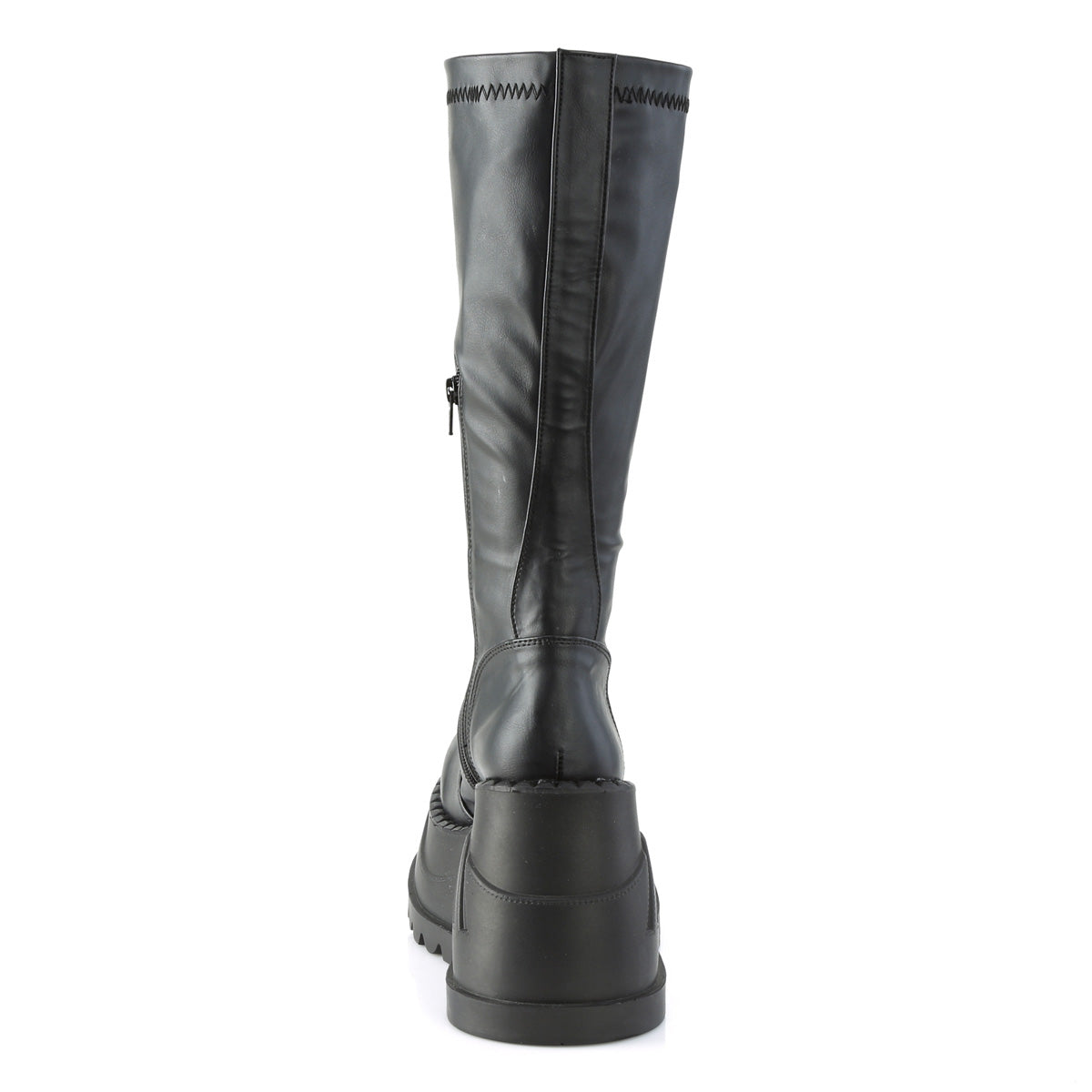 Black Vegan Alternative Knee High Boots - Demonia Cult STOMP-200