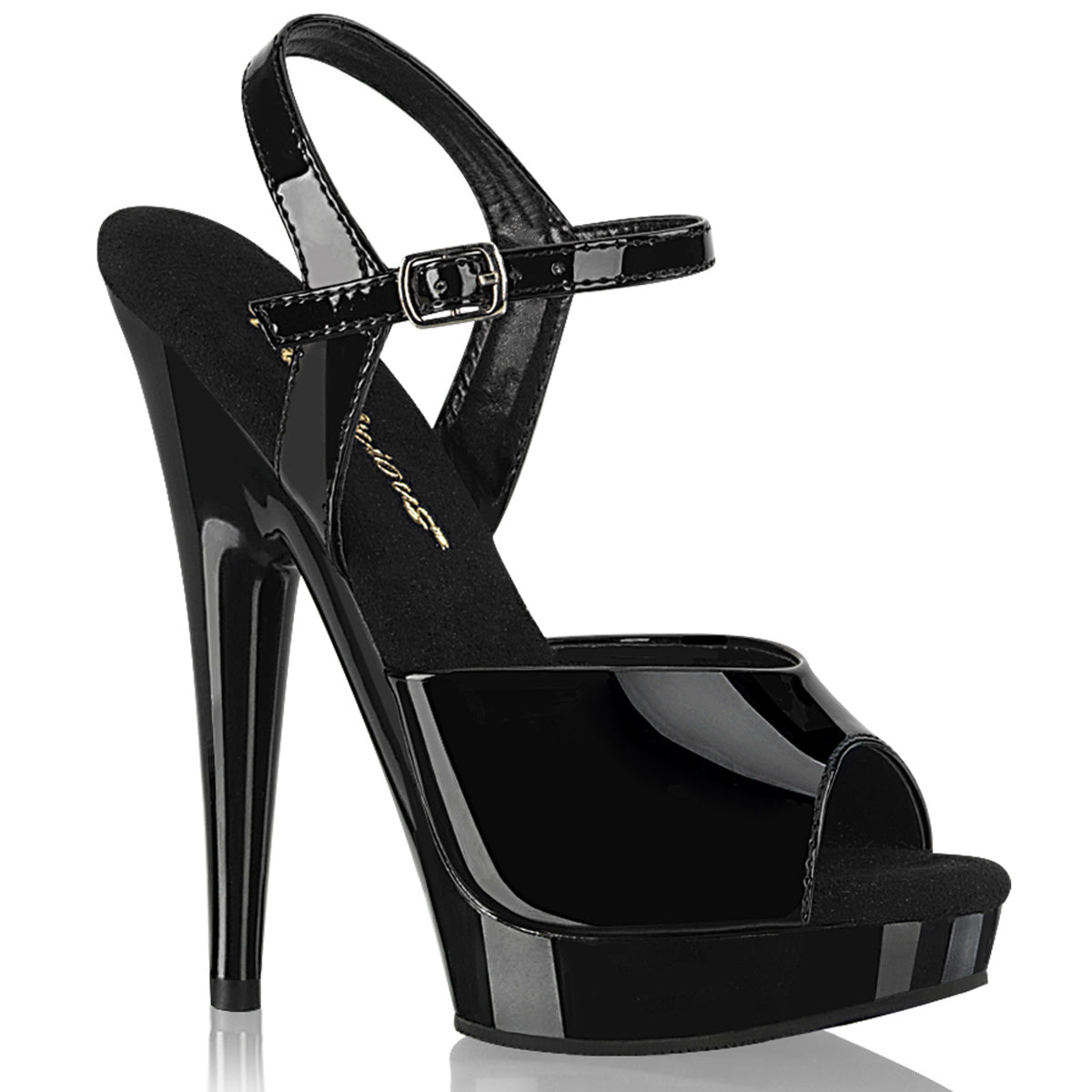 SULTRY-609 Black Patent Fabulicious Sexy Ankle Strap Shoes