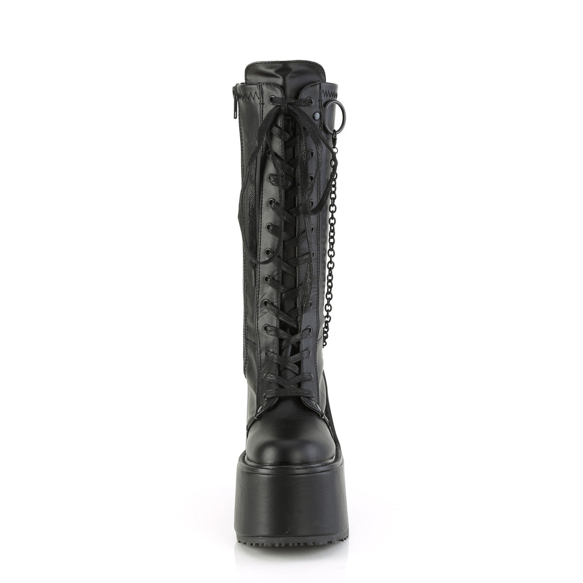 Black Vegan Alternative Knee High Boots - Demonia Cult SWING-150