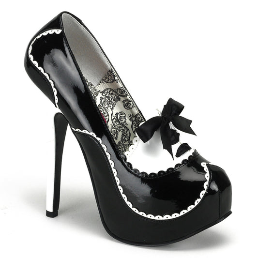 Bordello TEE01 Black-White Patent Sexy Shoes Discontinued Sale Stock