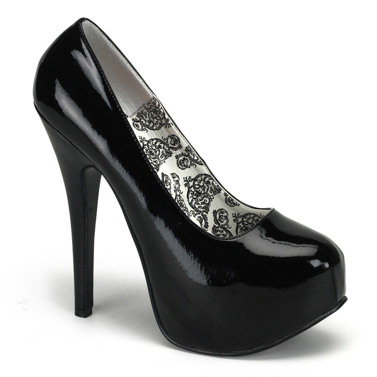 TEEZE-06 Hidden Platform 6 Inch Heel Black Patent Sexy Shoes-Bordello- Sexy Shoes
