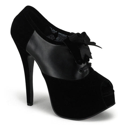 TEEZE-16 Hidden Platform 6 Inch Heel Black Velvet Sexy Shoes-Bordello- Sexy Shoes