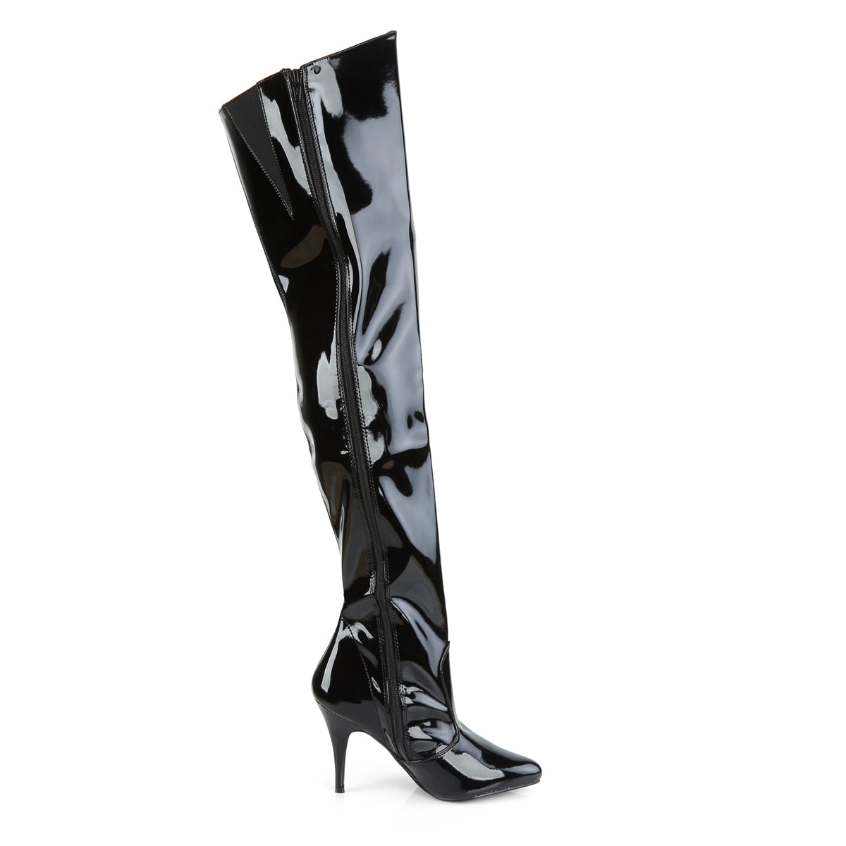 VANITY-3010 Thigh Boots 4" Heel Black Patent Fetish Footwear-Pleaser- Sexy Shoes Fetish Heels