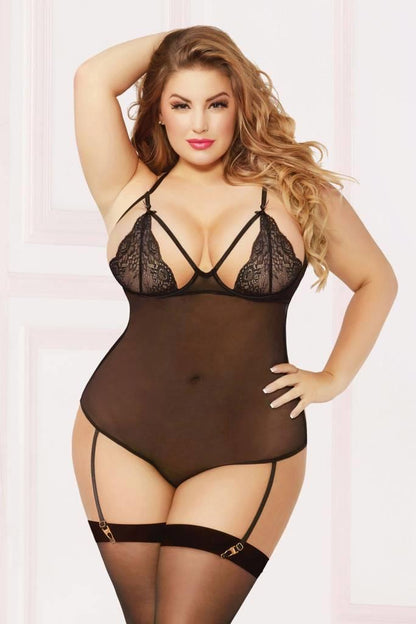STM10846XP Sexy Lingerie Seven Til Midnight Mesh Teddy With Underwire