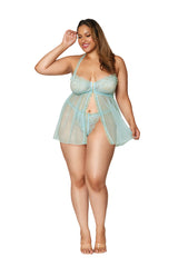 DG12813 Dreamgirl Mint Halter Babydoll