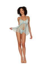 DG12813 Dreamgirl Mint Halter Babydoll