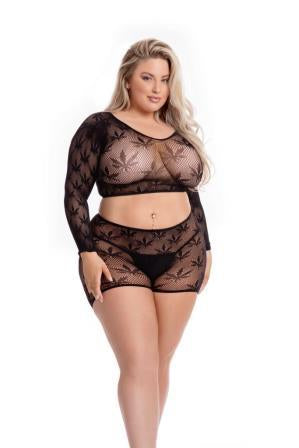 PL23081X Sexy Lingerie Bedroom Wear Leaf It To Me Short Set