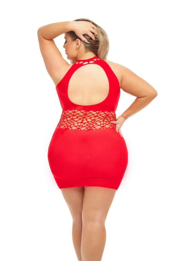 Plus Size Red Cut Out Mini Dress