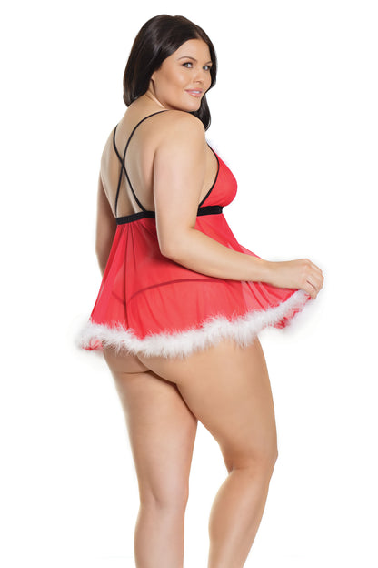 CQ2583 Coquette Santa Plus Size Babydoll & G-String