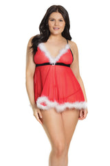CQ2583 Coquette Santa Plus Size Babydoll & G-String