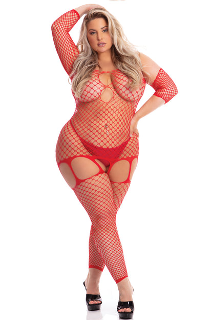 PL27047X Sexy Lingerie Bedroom Wear  Lipstick In My Head Net Bodystocking