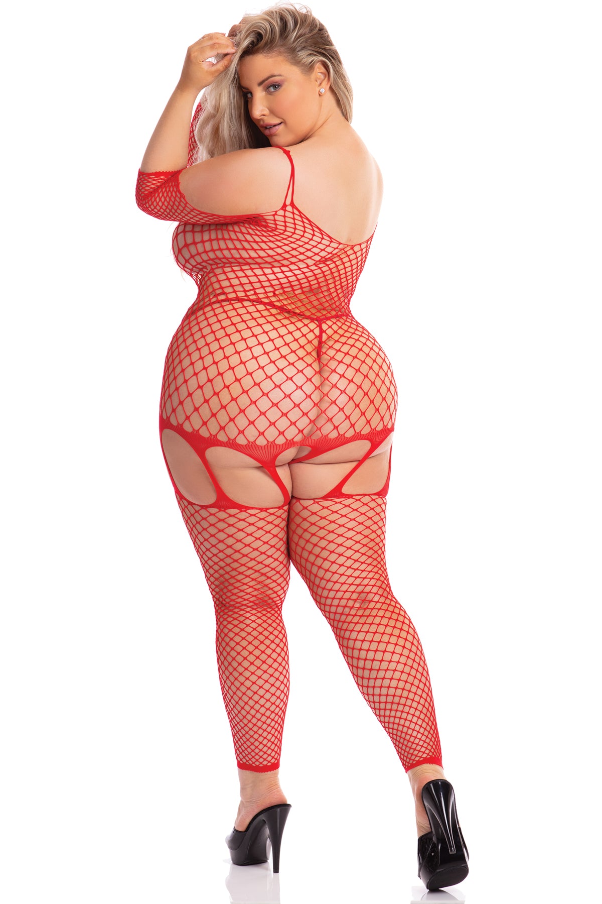 PL27047X Sexy Lingerie Bedroom Wear  Lipstick In My Head Net Bodystocking