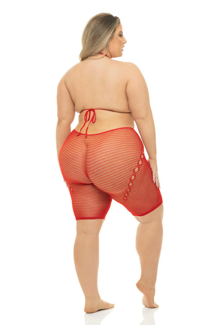 PL27056X Pink Lipstick Lleno en Bodystocking