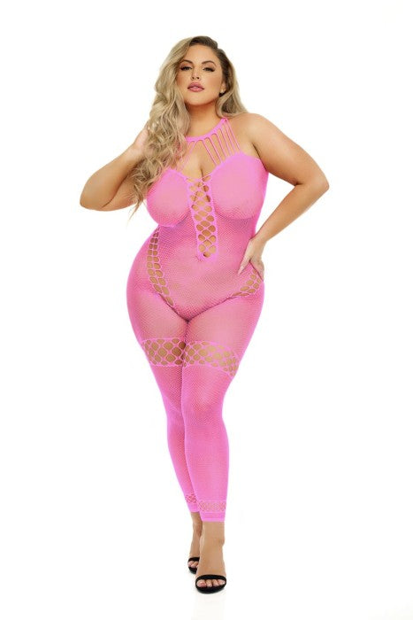 PL27063X Pink Lipstick Take You There Bodystocking