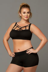 STM30134X Seven Til Midnight Seamless sports bra with bondage details Black