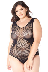 GL35078X Sexy Glitter Lingerie Multi Pattern Sleeveless Plus Size Teddy