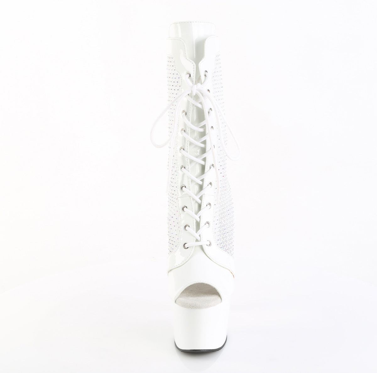 White 7 Inch Exotic Dancing Ankle Boots -  Pleaser ADORE-1048RSNT