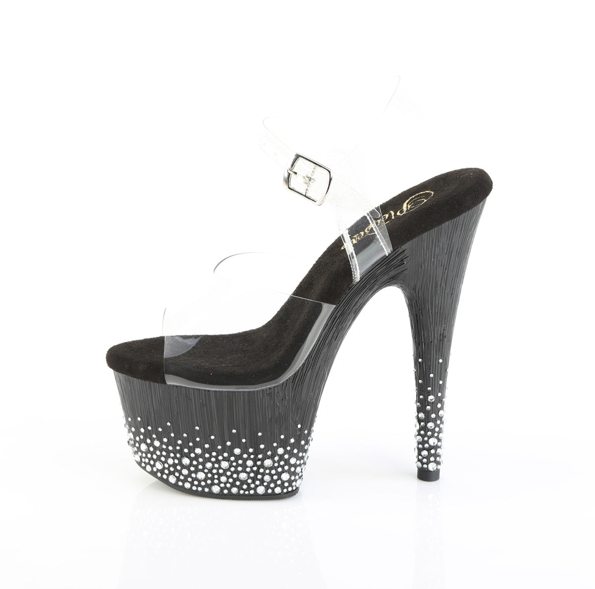 Clear Black 7 Inch Pole Dancing Platform Shoes -  Pleaser ADORE-708SPKL-01
