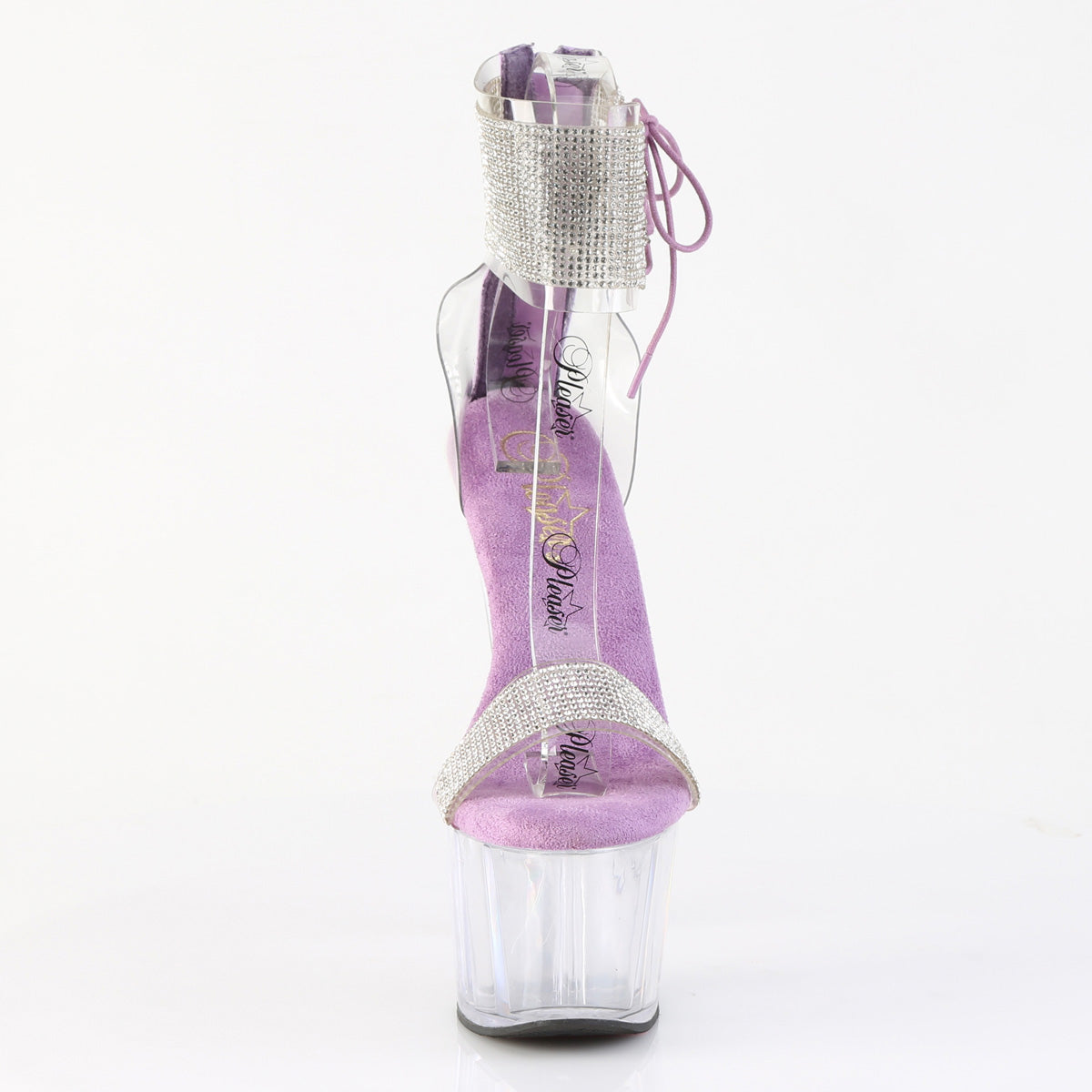 adore 727rs pleaser clear platform purple exotic dancing bling ankle cuff heels