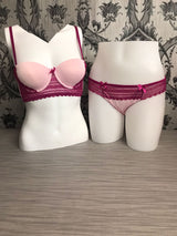 P134967-PNK Top bikini de rayas de cordones