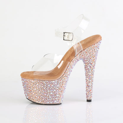 BEJEWELED-708MS Sexy Rose Gold Multi Rhinestones Sexy Shoes