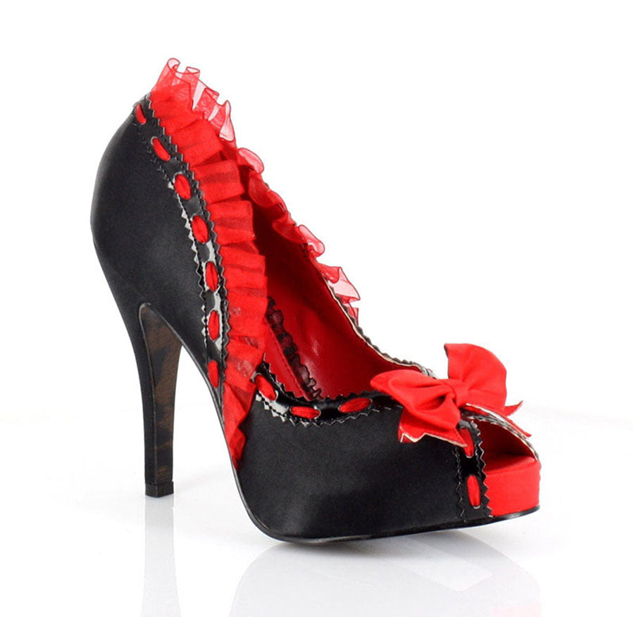 BP415-LIBRA Bettie Page Black/Red High Heel Alternative Footwear Discontinued Sale Stock