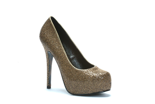 BP519-MAMIE Bettie Page Bronze High Heel Alternative Footwear Discontinued Sale Stock