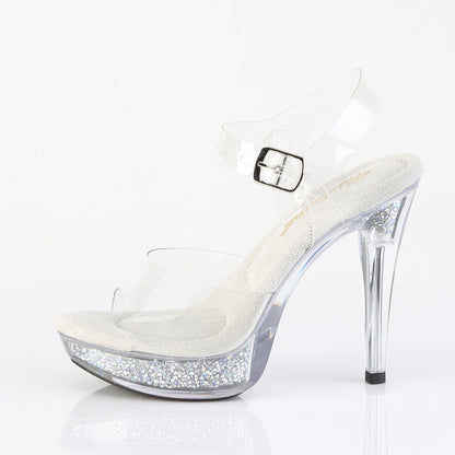 COCKTAIL-508RSI Fabulicious 5 Inch Heel Clear Ankle Strap Shoes